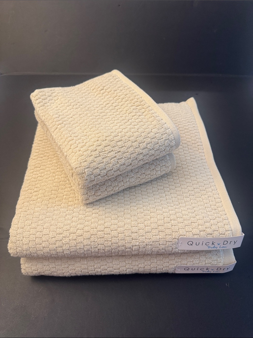 8pc TRULY LOU Quick Dry Zero Twist Cotton Bath Towel Set - Birch - Bone - Picture 2 of 10